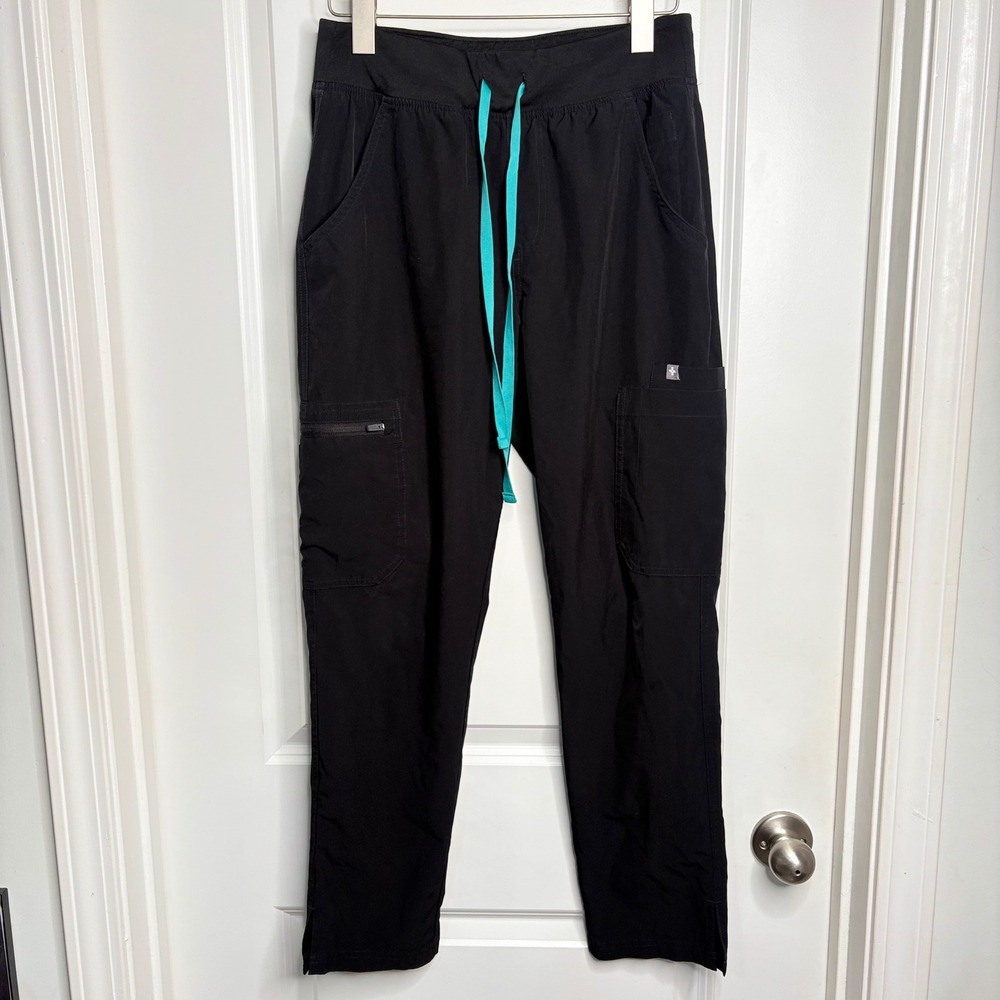 Figs Technical Collection Black Cargo Scrub Pants Size S/P Nurse Medical Uniform